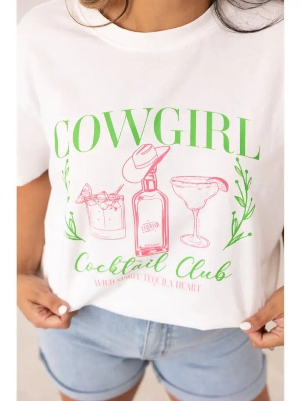 Cowgirl Cocktail on White T-Shirt